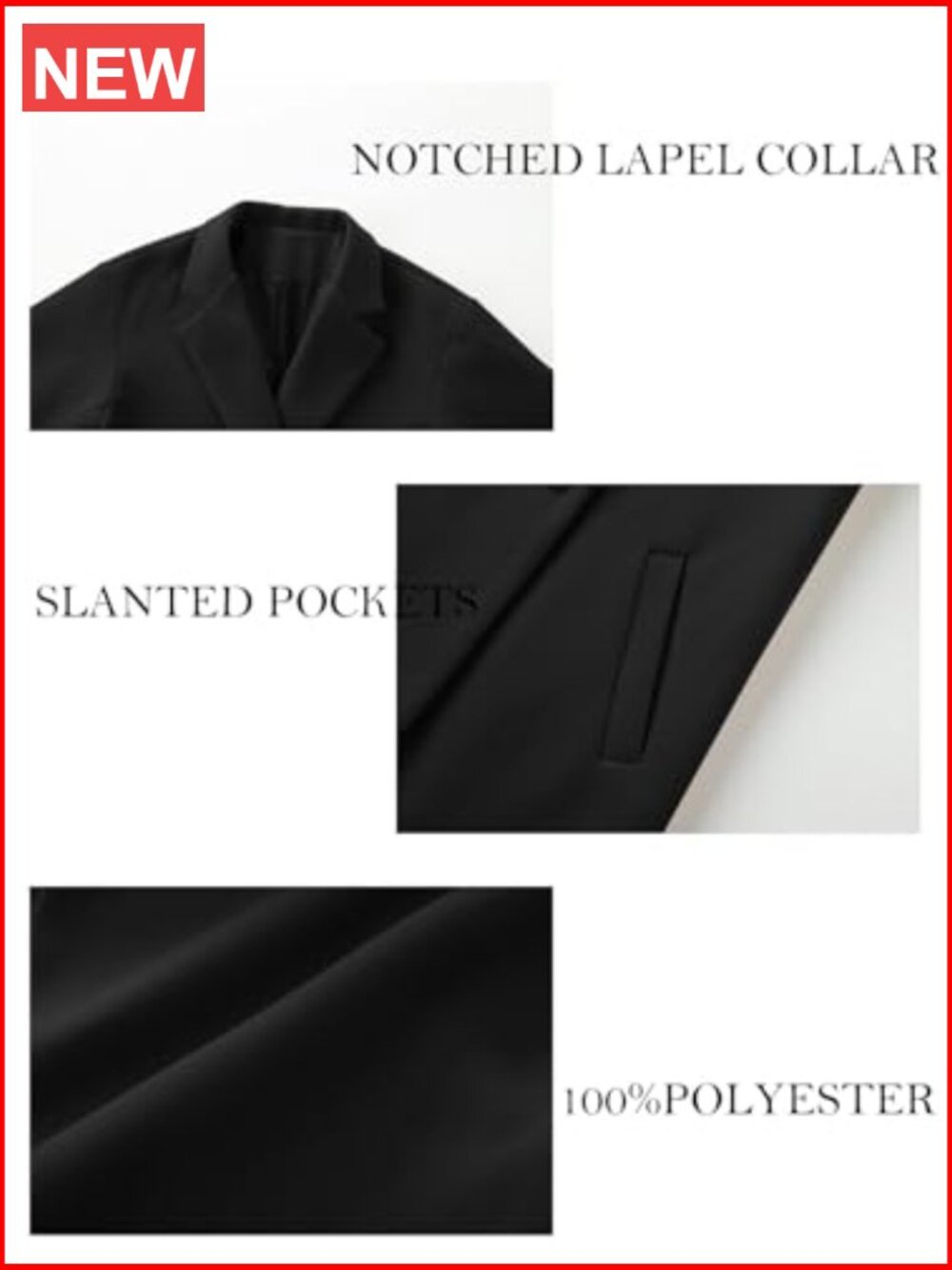 Double Breasted Notch Lapel Pea Coat Mid Long Winter Trench Overcoat - Picture 5 of 5